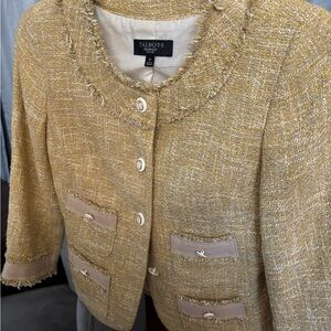 Talbots Holiday Cropped Blazer with Frayed Trim
